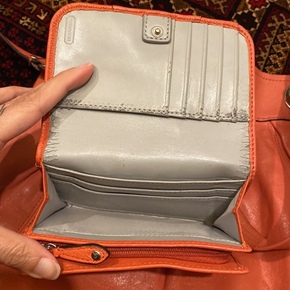 Coral salmon genuine leather coach purse and matching wallet - Picture 8 of 8